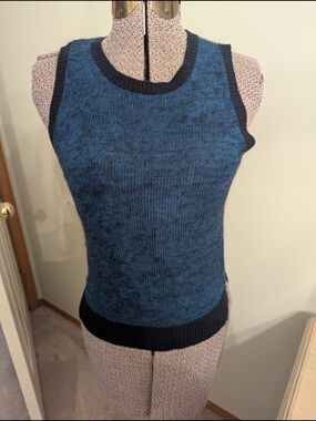 Theory Blue and Black Knit Tank Top